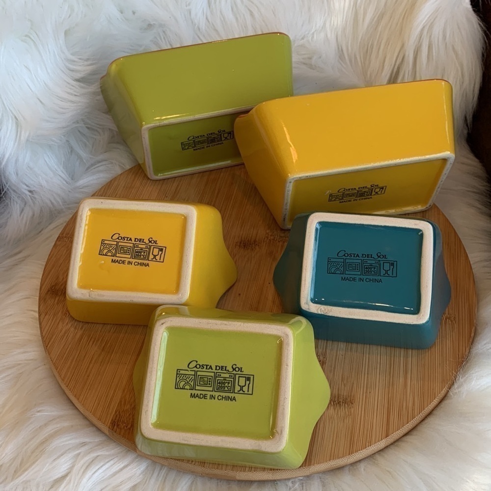 Costa Del Sol | 5 Colorful Fiesta Ceramic Pottery Baking Ramekins Loaf Dishes - Picture 15 of 17